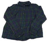 Tmavomodro-tmavozeleno-růžová kostkovaná halenka George