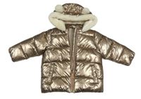Zlatá šusťáková zimní bunda s kapucí Next