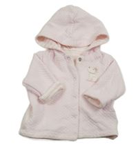 Světlerůžová prošívaná podšitá propínací mikina se psem a kapucí