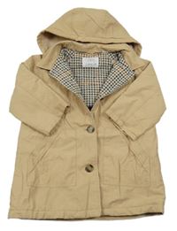 Pískový šusťákový zateplený kabát s kapucí Zara