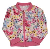 Růžová květovaná saténová podšitá bunda Manguun