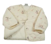 Krémová květovaná prošívaná šusťáková zateplená bunda s Bambim Disney