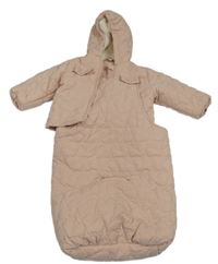 2v1 - růžová prošívaná šusťáková zateplená bunda/fusak s kapucí Staccato