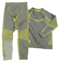 2set - Zelené melírované spodní funkční triko + kalhoty Lupilu
