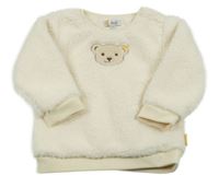 Krémová chlupatá podšitá mikina s medvědem Steiff