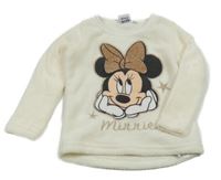 Krémová chlupatá mikina s Minnie Disney