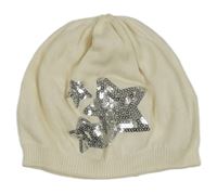 Smetanová čepice s hvězdami z flitrů H&M