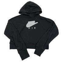 Černá crop mikina s logem a kapucí Nike Air
