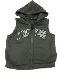 Tmavošedá propínací vesta s nápisem a kapucí Shein