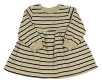 Béžovo-antracitové pruhované teplákové šaty F&F