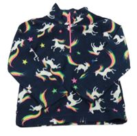 Tmavomodrá fleecová funkční mikina s jednorožci Mountain Warehouse