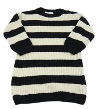 Černo-krémové pruhované svetrové šaty H&M