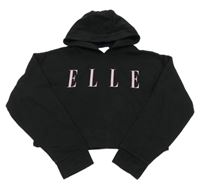 Černá crop mikina s nápisem a kapucí Elle