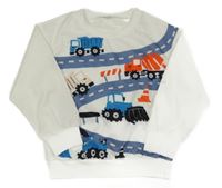 Bílá lehká mikina s dopravními prostředky