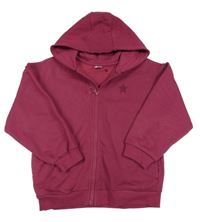 Vínová propínací mikina s výšivkou a kapucí Tu