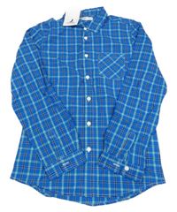 Nové - Modro-zeleno-tmavomodrá kostkovaná košile