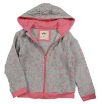 Šedá melírovaná propínací mikina s hvězdami a kapucí Kuniboo