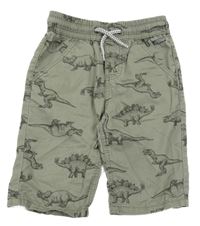 Khaki plátěné kraťasy s dinosaury Dopodopo