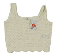 Nové - Smetanový perforovaný pletený crop top H&M