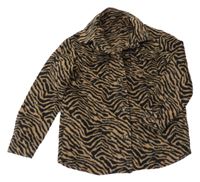 Hnědo-černá vzorovaná vlněná košilová bunda Primark