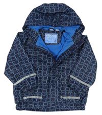 Tmavomodro-modrá vzorovaná nepromokavá jarní bunda s kapucí x-maill