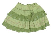 Světlezeleno-zelená vrstvená sukně s kytičkami 