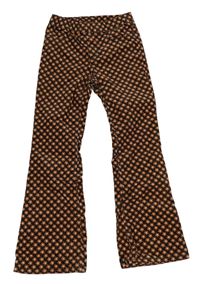 Černo-hnědé vzorované manšestrové flare kalhoty H&M