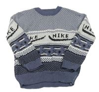 Modro-šedý vzorovaný svetr s logy - Nike