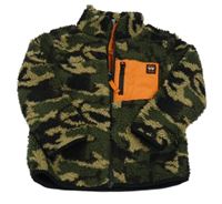 Khaki-černá army huňatá podšitá mikina Tu