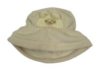 Béžový fleecový klobouk s medvědem 