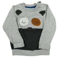 Šedo-tmavošedý lehký svetr s očima 