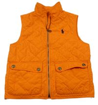 Oranžová šusťáková prošívaná vesta s kapsami Ralph Lauren