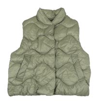 Khaki šusťáková prošívaná zateplená vesta s Zara