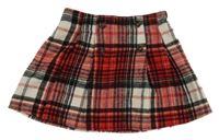 Červeno-černo-bílá kostkovaná vlněná sukně TU