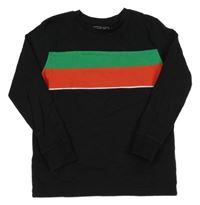 Černé triko se zeleným a červeným pruhem Next