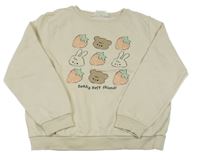 Smetanová mikina s obrázky a jahodami H&M