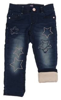 Tmavomodré podšité skinny rifle s hvězdami Dopodopo