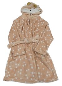 Světlerůžový puntíkatý chlupatý župan s kapucí - sob Pep&Co