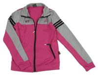 Růžovo-šedá sportovní propínací mikina 
