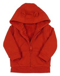 Červená zateplená propínací mikina s kapucí George