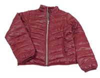 Vínová šusťáková prošívaná lehká zateplená bunda 