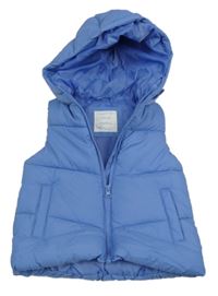 Modrá šusťáková zateplená vesta s kapucí Primark