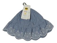 Nové - modrý lehký riflový klobouk s výšivkami Mothercare