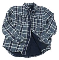 Tmavomodro-šedá kostkovaná podšitá košile Next