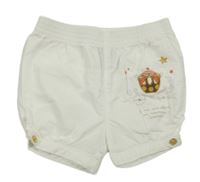 Bílé plátěné kraťasy s výšivkou orchestra