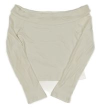 Bílé žebrované crop triko H&M