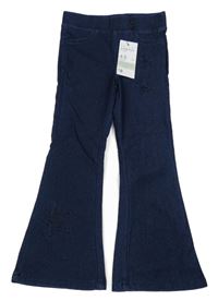 Nové - tmavomodré flare džegíny s hvězdami Denim Co.