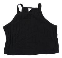 Černý žebrovaný crop top shein