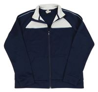 Tmavomodro-bílá sportovní propínací mikina H&M