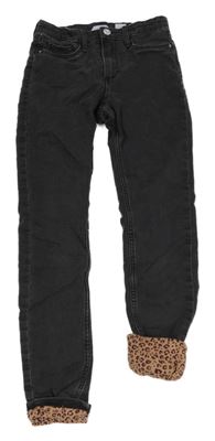 Tmavošedé podšité skinny rifle H&M